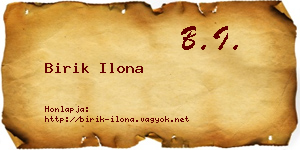 Birik Ilona névjegykártya